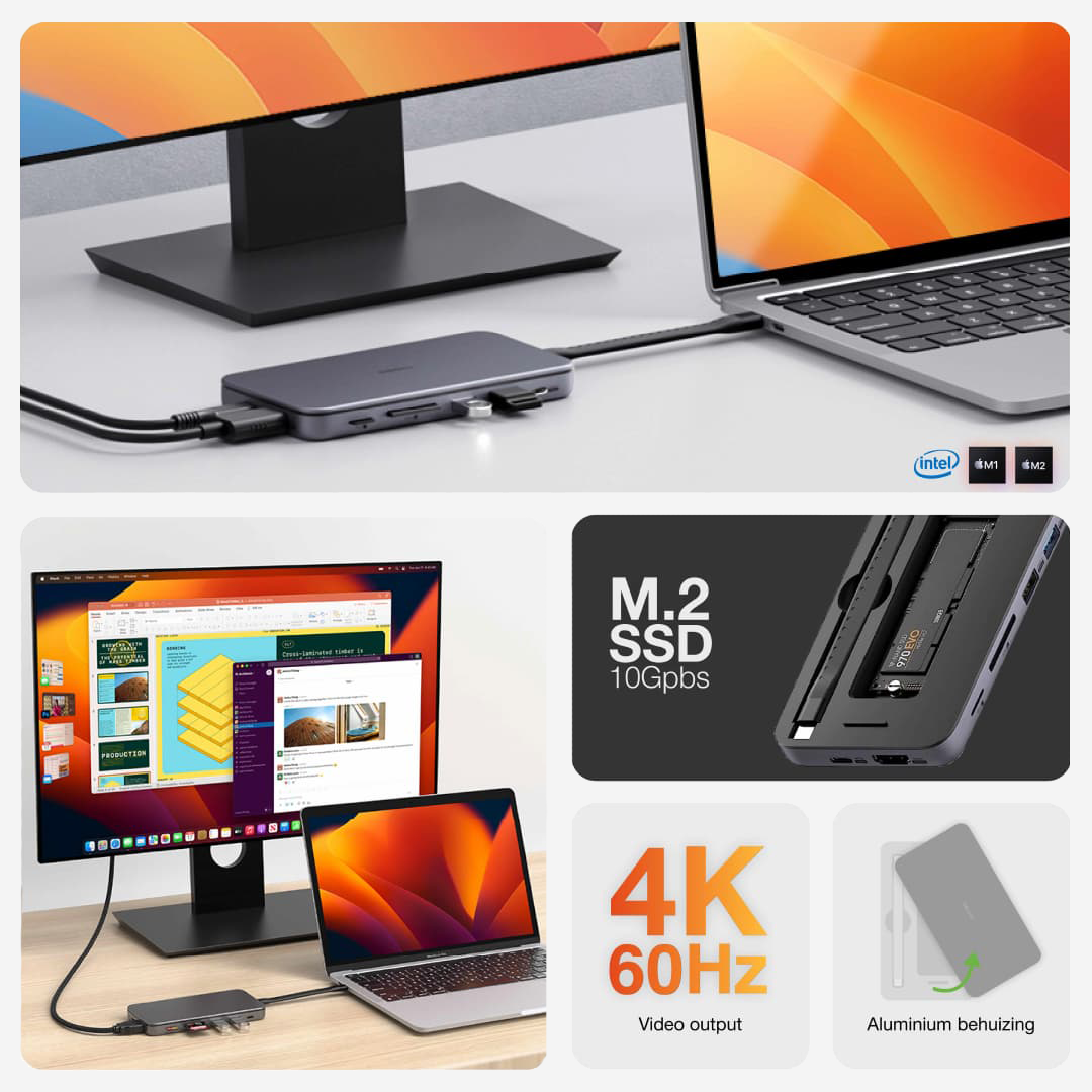 MacBook Docking station met M.2 SSD behuizing