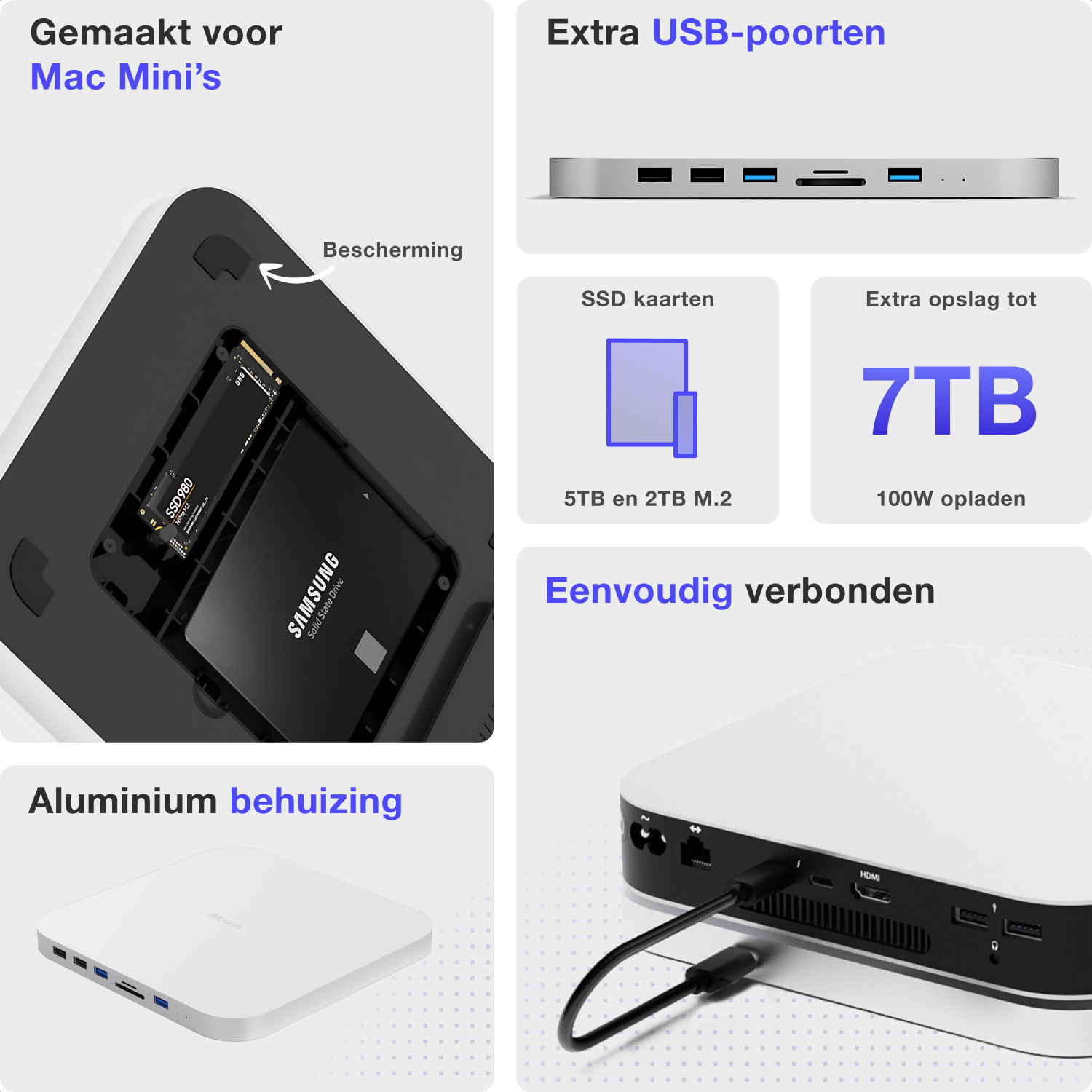 Mac Mini docking station SSD en M.2 SSD Pro - zilver