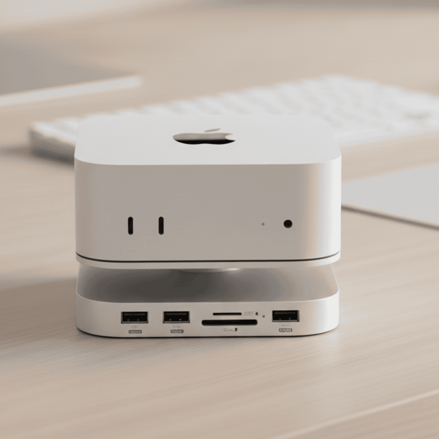 mac mini docking station ssd vooraanzicht op bureau