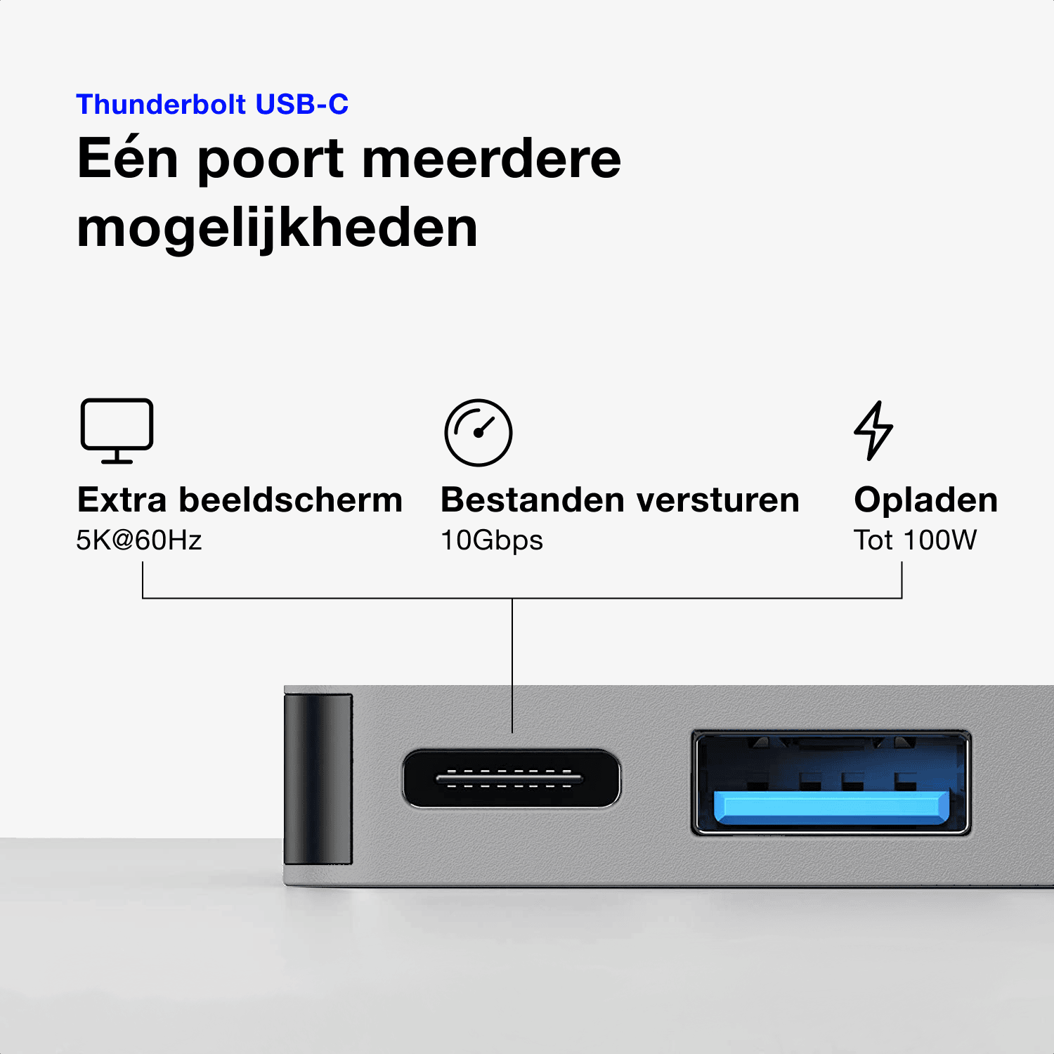 Close-up iMounts USB-C hub Space Gray met HDMI en USB3.0