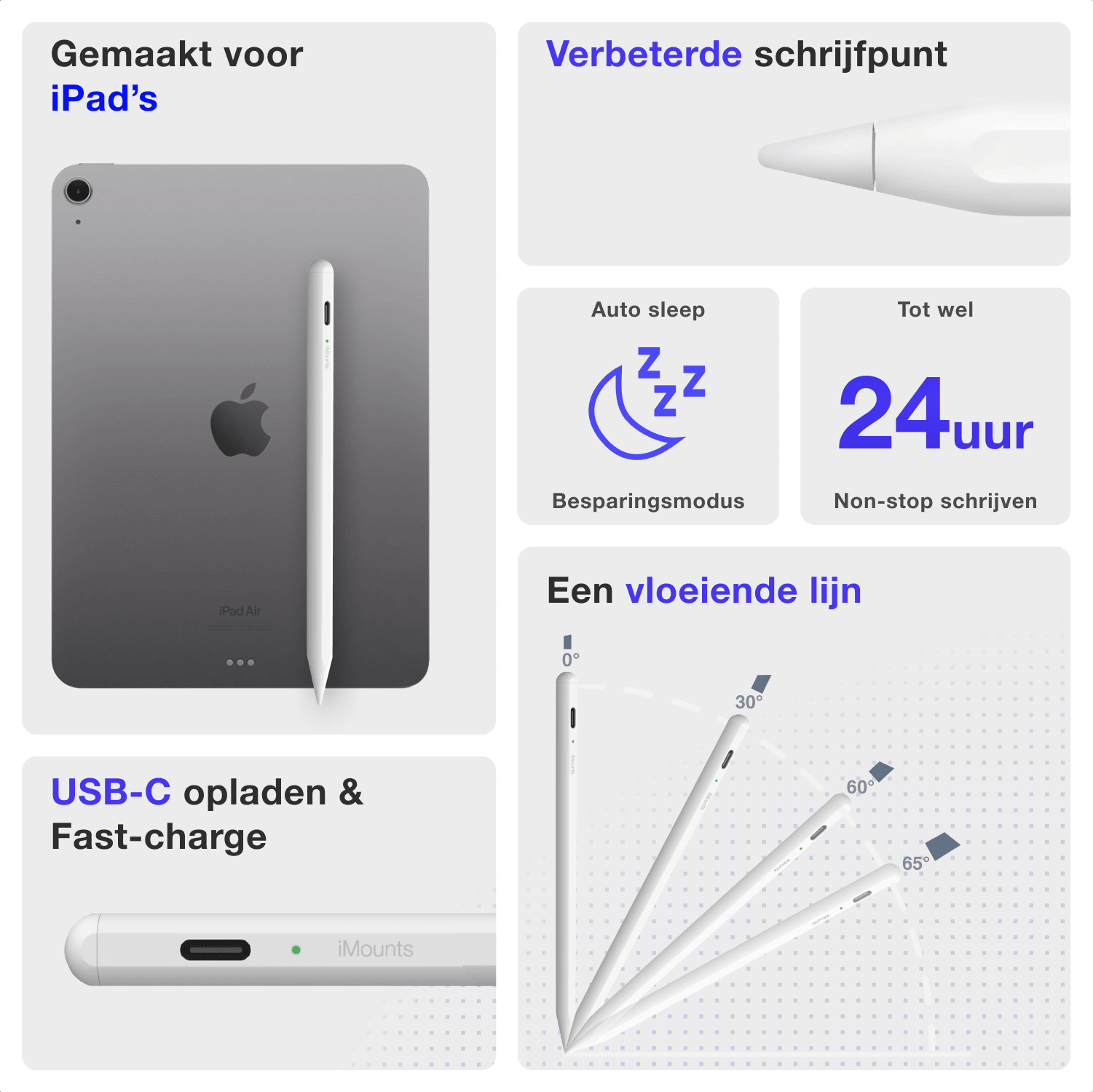 iMounts Stylus voor iPad – Magnetisch, Snelladend en Handpalmherkenning