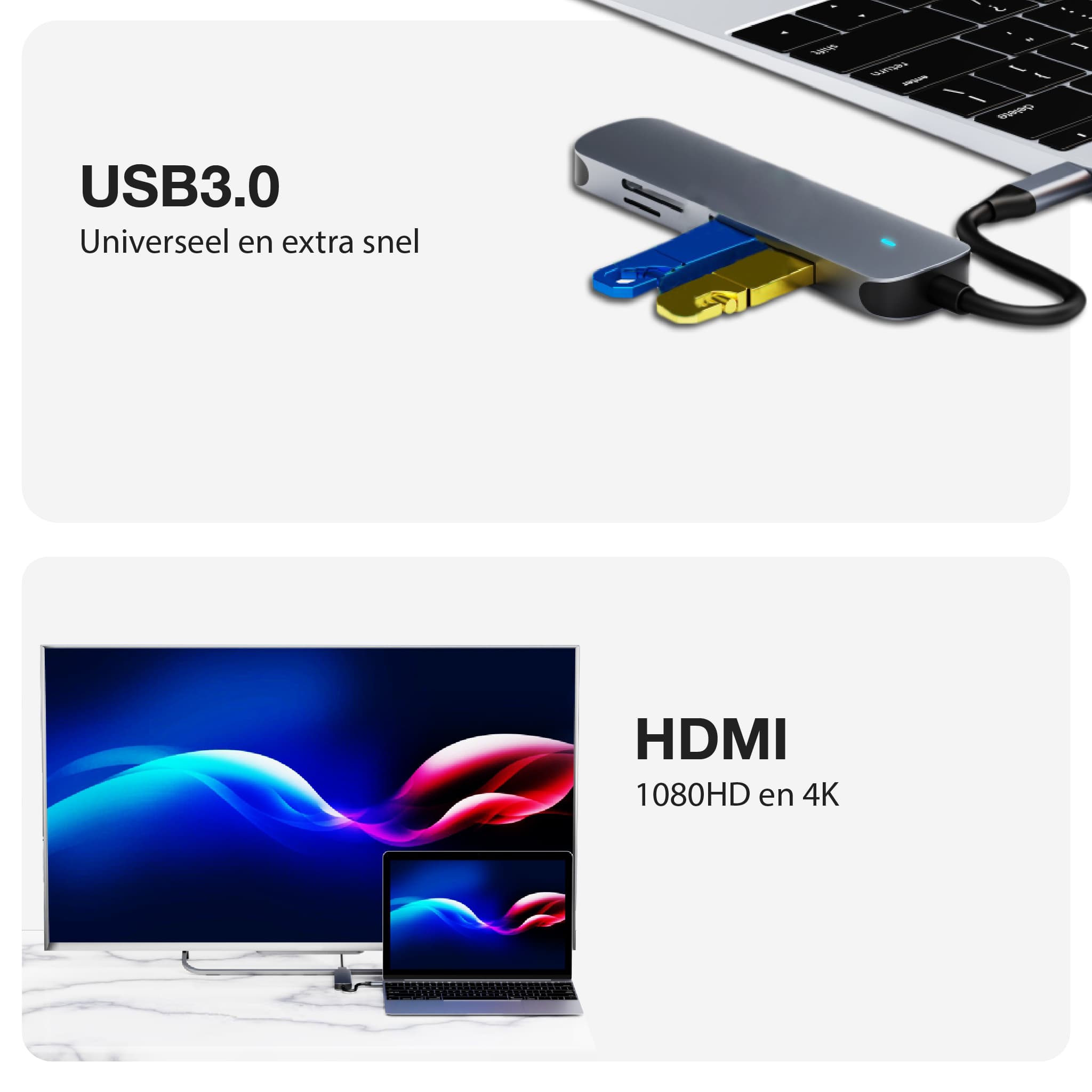 USB-C Hub met HDMI - USB3.0 en SD-lezer