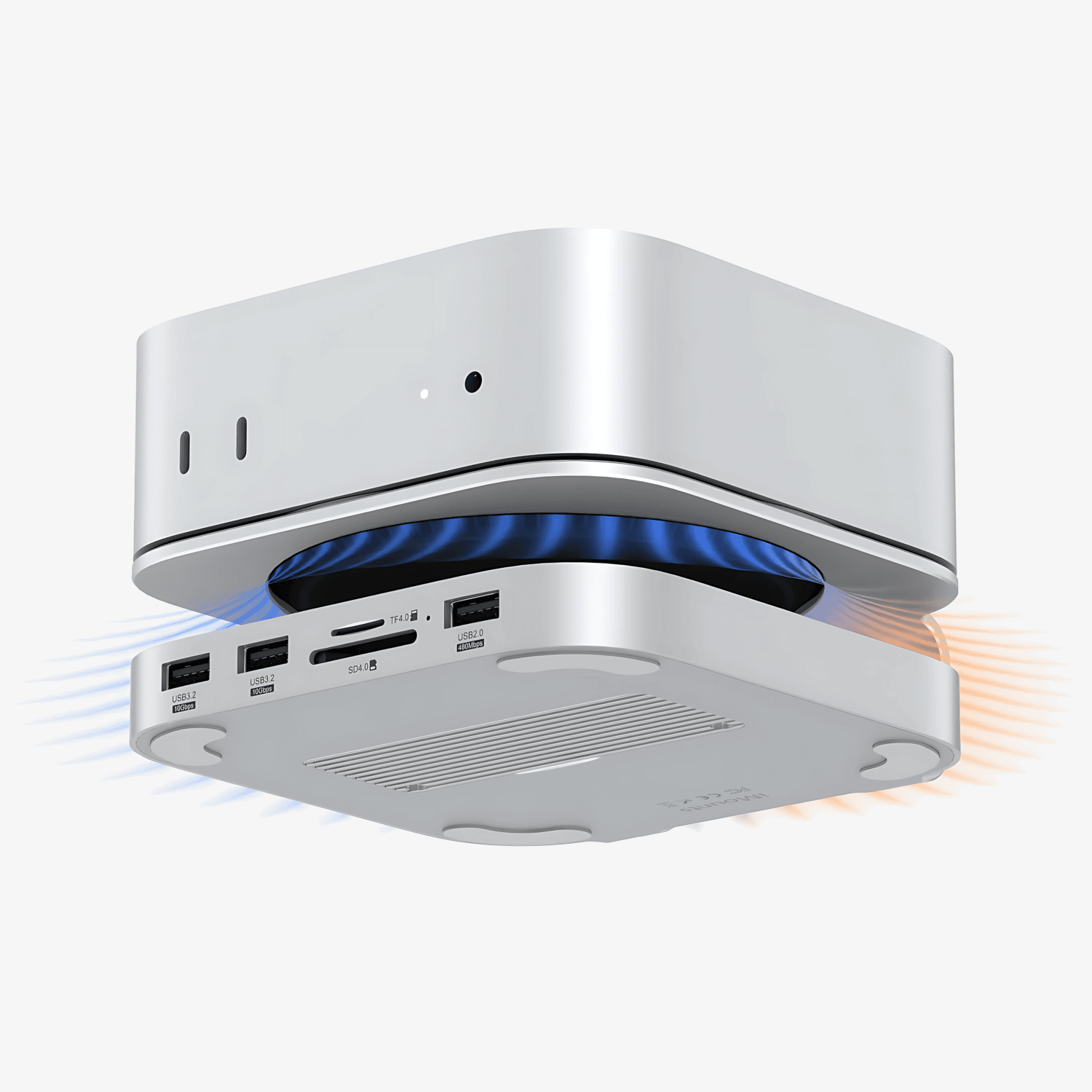 Mac Mini Dock met M.2 SSD-slot, HDMI 4K 60Hz, SD-kaartlezer en USB 3.0 – geoptimaliseerd voor snelheid en prestaties.
