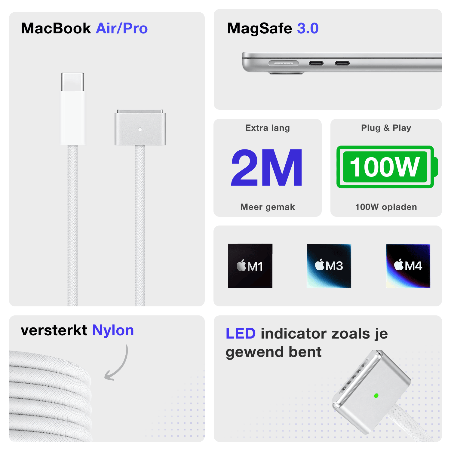 MagSafe oplaadkabel met USB-C voor Apple MacBook