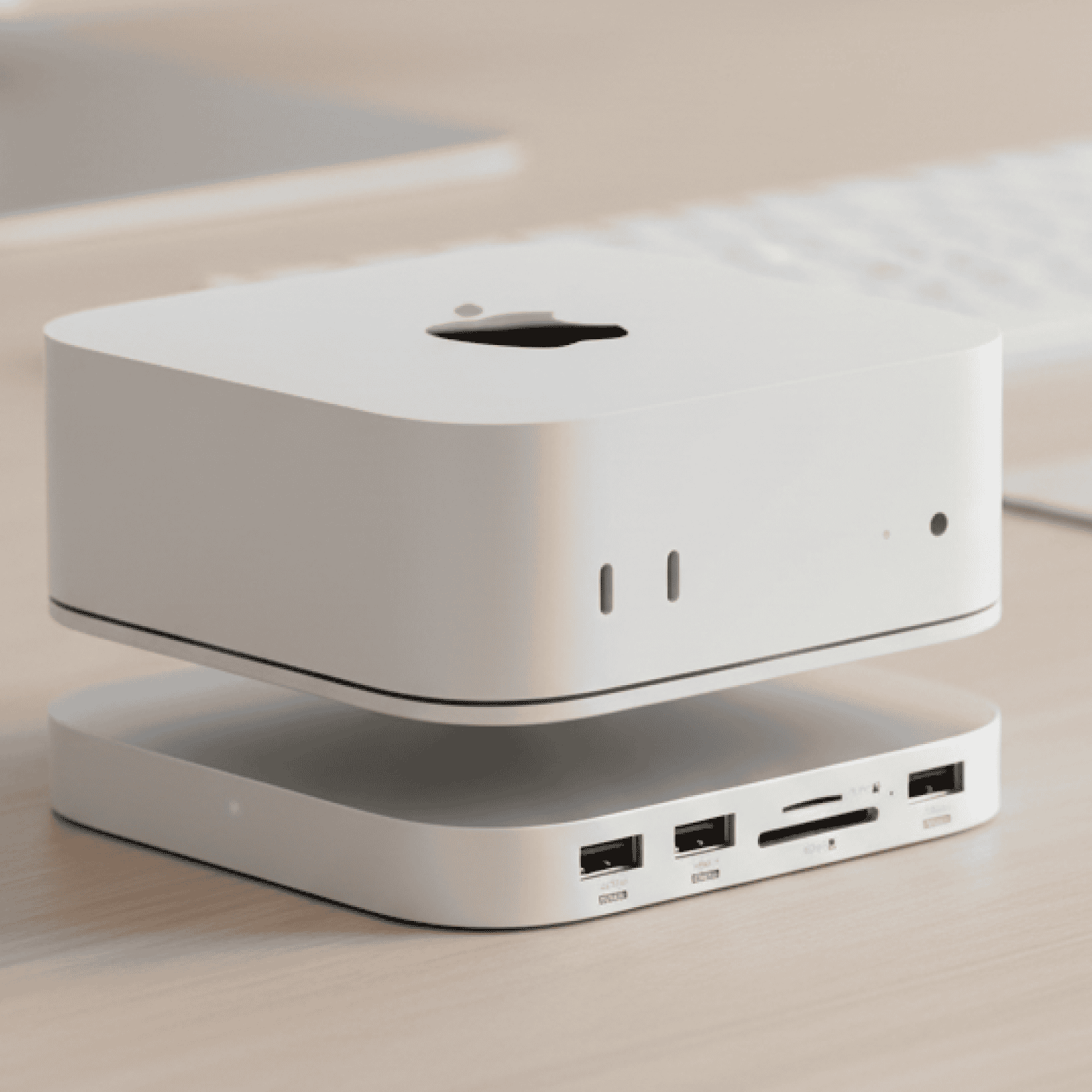 docking station voor mac mini extra opslag op bureau