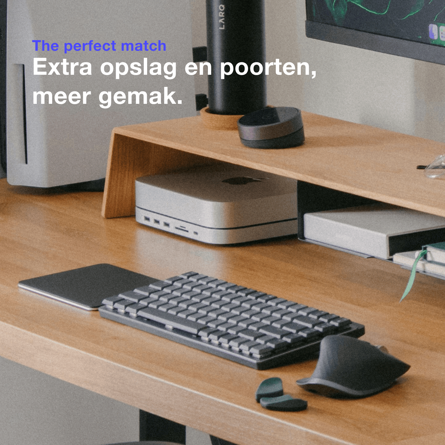 Detail van het aluminium design van het docking station – Mac stijl met rubberen pads

