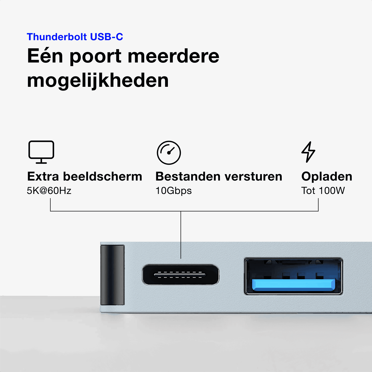 iMounts MacBook Air USB C hub Hemelsblauw/Sky Blue - HDMI, USB, SD reader, Thunderbolt